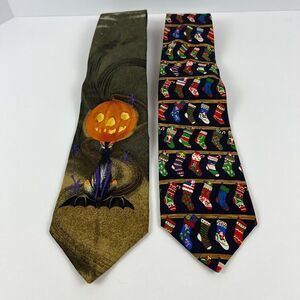 Holiday Hallmark Alynn‎ Christmas Halloween Silk Pointed Classic Necktie Tie